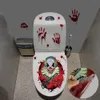 Decoratieve objecten beeldjes Halloween Schedel Horror Toiletbril Grabber Sticker Cover Spin Clown Bloed Handafdruk Enge Feestdecoratie Topper 230901