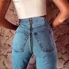 Women's Jeans Sexy Back Zipper Long Jeans Women Classic High Waist Skinny Pencil Light Blue Denim Pants Elastic Stretch Jeans Q230901