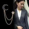 Brooches Luxury Designer Tassel Star Moon Gold Color Brooch Corsage Metal Lapel Pin Buckle Fashion Jewelry Men Women