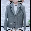 Męskie garnitury męskie kurtki blezerowe wiosna jesienna kraciona wełniana wełniana biznes Formalne noszenie Slim Fit Blazers
