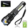 Torches 30W LED COB Strong Light Flashlight Portable Rechargeable Bright Household LED Lamp Built in Battery with Power Display HKD230902