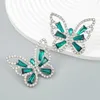Boucles d'oreilles coréennes Fuchsia cristal papillon oreille femmes à la mode rêve élégant déclaration bijoux boucles d'oreilles goujons