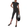 Women's Pants Capri Jumpsuits For Women Short Sleeve Round Neck Backless Bodycon Rompers Workout Yoga Biker Bodysuit