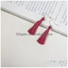 Dangle Chandelier Simple Design Tassel Hook Earrings For Women Fringe Ear Drop Red Black Blue 3 Colors Girls Delivery Jewelry Dhvso