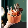 Lagringslådor 2023 360 ° Roterande borstlåda Desktop Cosmetic Portable Eyeliner Holder Skincare Pen Organizer Stand Double Rotatable