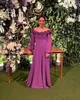 Elegant Flowers Mother of the Bride Dresses Off The Shoulder Neck A line Evening Gowns With Long Sleeves Chiffon Wedding Guest Dress