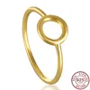 Anillos de racimo 925 plata esterlina anillo minimalista apilable moda simple color oro dedo redondo para las mujeres joyería de geometría llegó