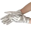 Five Fingers Gloves Five Fingers Gloves 2023 Fashion Gold Silver Wet Look Fake Leather Metallic Women Sexy Latex Evening Party Performance Mittens x0902