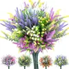 Fiori decorativi Floccati artificiali di lavanda Fascio Piante finte in plastica per decorazioni domestiche per interni ed esterni Regali di Natale di fiori