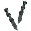 Dangle Earrings Sexy Rhinestone Black Square Stone Long Tassel Drop Dinner Jewelry For Women Crystal Geometric Charm