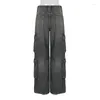 Women's Jeans Lygens Denim Button Pockets Zipper High Waist Long Pants Autumn Winter Wholesale Solid Y2K Streetwear Clothing
