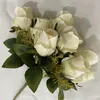 Bouquet de fleurs artificielles à 9 têtes, fausses roses réalistes, décoration de maison de haute qualité, pour tenue de mariage, décoration de salle de mariée