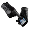 Pięć palców Rękawiczki Pięć palców Rękawiczki 2PCS skórzane mężczyźni termiczne sporty zimowe za pomocą telefonu Guantes Cykl motocykla zagęszczanie wodoodporne jazdą x0902