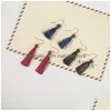 Dangle Chandelier Simple Design Tassel Hook Earrings For Women Fringe Ear Drop Red Black Blue 3 Colors Girls Delivery Jewelry Dhvso