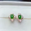 Dangle Earrings Natural Ruby/Jasper S925 Sterling Silver Four Leaves Fine Fashion Wedding Jewelry For Women MeibaPJFS