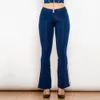 Shascullfites Melody Jeans svasati blu scuro Jeans donna High Street slim sexy a vita alta Jeans push up