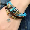 Charm Armbanden Gnova Lederen Armband Vrouwen Hand Houten Bal Mode Koreaanse Heren Lace-up Sieraden