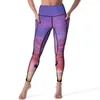 Women's Leggings Sunset Print Sea Waves Workout Yoga Pants Women High Waist Cute Leggins Sexy Stretch Printed Sport Legging