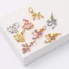 Encantos de luxo ramo de árvore flores para fazer jóias pingente diy brincos colar pulseira cor ouro zircão borboleta