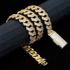 Luxury Hip Hop 15mm Ice Out Cuban Link Chain 925 Sier Four Row Moissanite Necklace for Women Men