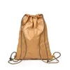 Skolväskor Anpassade Eco Friendly Kraft Paper DrawString ryggsäck Lätt vattentät utomhussportväska för resor