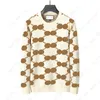 Projektant Autumn Luxury Mens Sweter Pullover Slim Fit Knit Casual Bluza Geometria Patchwork Kolor Druku