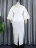 Robes de soirée blanches grande taille 4XL pour femmes, épaules dénudées, crayon, anniversaire, invité de mariage, demoiselle d'honneur, longues robes de bal, tenues 2023