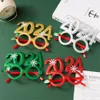 2024 New Year Glasses Frame Photobooth Props Merry Christmas Ornaments Xmas Navidad Gifts New Year Eve Party Favors Decorations