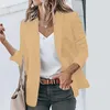 女性のスーツブレザーレディースファッションカジュアルソリッドカラー長袖ラペルスーツスタイル小さなジャケットオフィスレディーレトロ