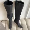 Street Fashion Cowboy Stiefel Spitz frauen Stiefel Blau Denim High Heels Mid-kalb Stiefel Zapatos De Mujer Für mädchen Party Schuhe