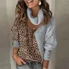 Kadın Sweaters Kadın Örme Leopar Patchwork Beltlank Yokluk Bahar Düğmesi Uzun Fener Sleeve Loose Women