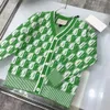 designer kids cardigan fashion baby V-neck sweater Spring products Size 100-160 CM Contrast Checkered Letter Jacquard Knitted Jacket Aug30
