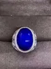 Anneaux de cluster Naturel et réel Lapis Bague 925 Sterling Silver Grossiste Fine Bijoux Homme 13 18mm