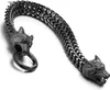 Coolsteelandbeyond Biker Men's rostfritt stål Wolf Head Franco Chain Armband med vårslinga