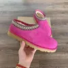 Kadın tazz terlikler Tasman kürk slaytlar klasik hardal tohumu ultra mini platform bot slip-on les petites süet yün karışımı kış tasarımcı patik boyutu 35-44