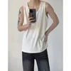 T-shirts hommes été tricoté gilet hommes mode décontracté chemise surdimensionnée streetwear coréen lâche col rond sans manches t-shirt hommes débardeur