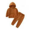 En stock nouveau sweat à capuche vêtements pour enfants ensembles pour tout-petits ajouter du velours en automne et en hiver costume de sport mode garçons filles sweats pantalons tenue costume enfants survêtement