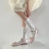 Vrouwen Sokken JK Japanse Stijl Kawaii Ballet Lint Strik Bandage Leuke Lange Lolita Zoete Meisjes Zwart Wit