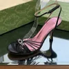ineinandergreifende High-Heel-Sandalen, runde Zehen, Kette gewebt, Knöchelriemen, bequem für Damen, Stiletto-Absatz, Partykleid-Schuhe, 8,5 cm, Luxus-Designer-Fabrikschuhe