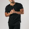 Men's T Shirts 2023 Summer Short Sleeve Mens Casual Shirt Button Henley Collar Pure Color Slim Fit Tees For Men Fashion Sports Fitness Tops