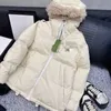 Damskie Down Parkas Designer 23 Autumn/Winter Fashion Logo Haftowane wełniane z kapturem zagęszczony ciepły płaszcz OCZC