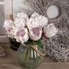 Fiori decorativi INS Artigianato realistico bianco Puntelli Po Bouquet fatti a mano Fiore artificiale Layout per feste Decorazioni per matrimoni Protea finta