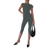 Women's Pants Capri Jumpsuits For Women Short Sleeve Round Neck Backless Bodycon Rompers Workout Yoga Biker Bodysuit