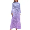 Casual Dresses Vintage Paisley Dress Purple Kawaii Maxi Aesthetic Bohemia Long High Waist Custom Vestidos