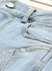Jean femme taille haute bleu couleur bloc poches Long crayon jean nouveau pantalon ample femme mode marée printemps automne 2023 1DF5253 Q230901
