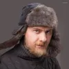 Berets 2023 Thick Warm Bomber Hat For Men Fur Earflap Trapper Russian Cap Male Plus Plush Winter Hats Ski