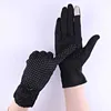 Five Fingers Gloves Five Fingers Gloves 1 Pairs Anti-UV Thin Lace Bow Wave Point Sunscreen Driving Touch Screen Black Mittens Women x0902 x0903