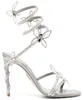 Renes Margot Crystal Sandals Snake ملفوفة الفراشات عالية الكعب أحذية الصيف الذهب راينستون حفل زفاف الفستان المساء