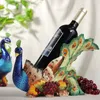 Unique Peacock Ceramic Decorative Wine Bottle Holder Home Decor Wine Display Table Centerpiece for Tabletops Counters