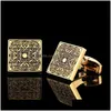 Cuff Links Quality Gold Color Cufflinks Retro Pattern Poker Bird Knot Fish French Shirt Cuffs Suit Accessories Jewelry Drop Delivery T Dhoco